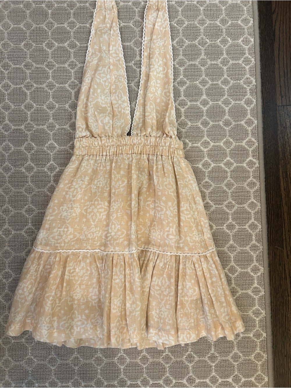 Mon Renn Tan Halter Mini Dress